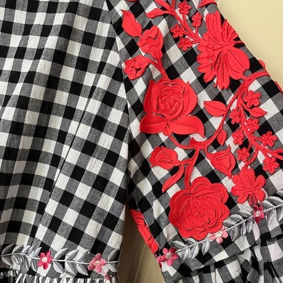 ANTHROPOLOGIE PANKAJ & NIDHI Gingham Swing Tunic Black White Women’s Size XS - Picture 8 of 11